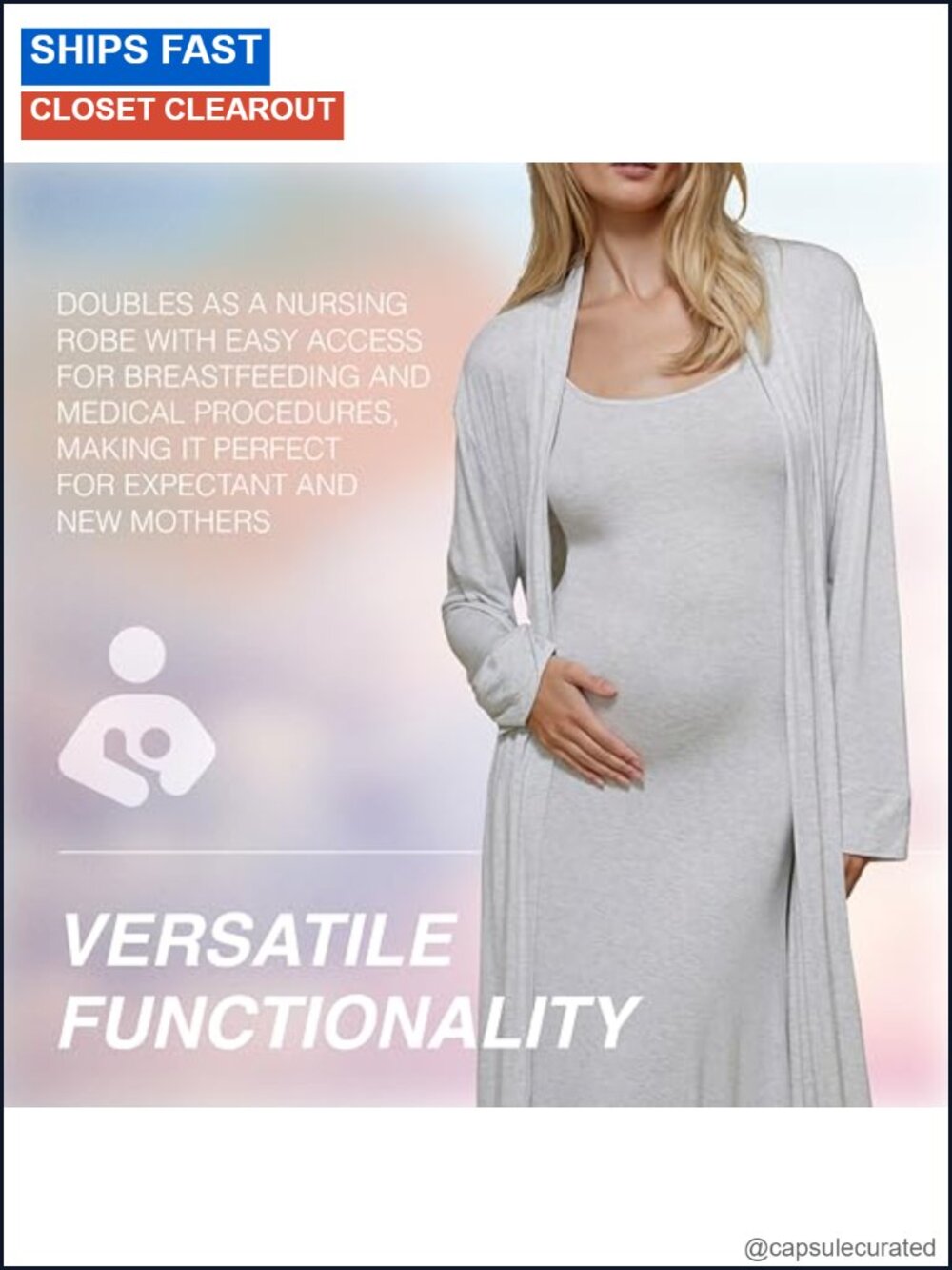 Maternity Robe Cloud Lounge Soft Stretch Full Length Pregnancy Robe - Picture 4 of 4